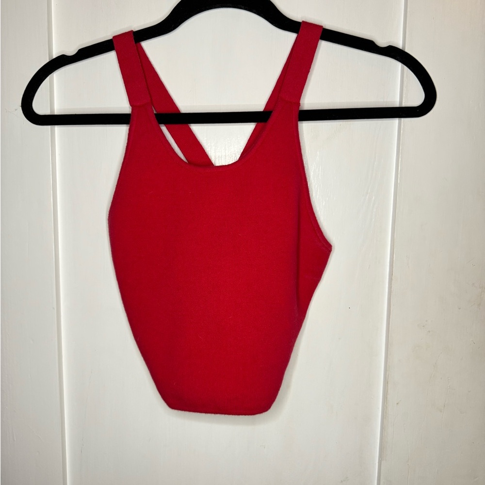 Los Angeles Apparel Vibrant Red knits crop top - Picture 7 of 7